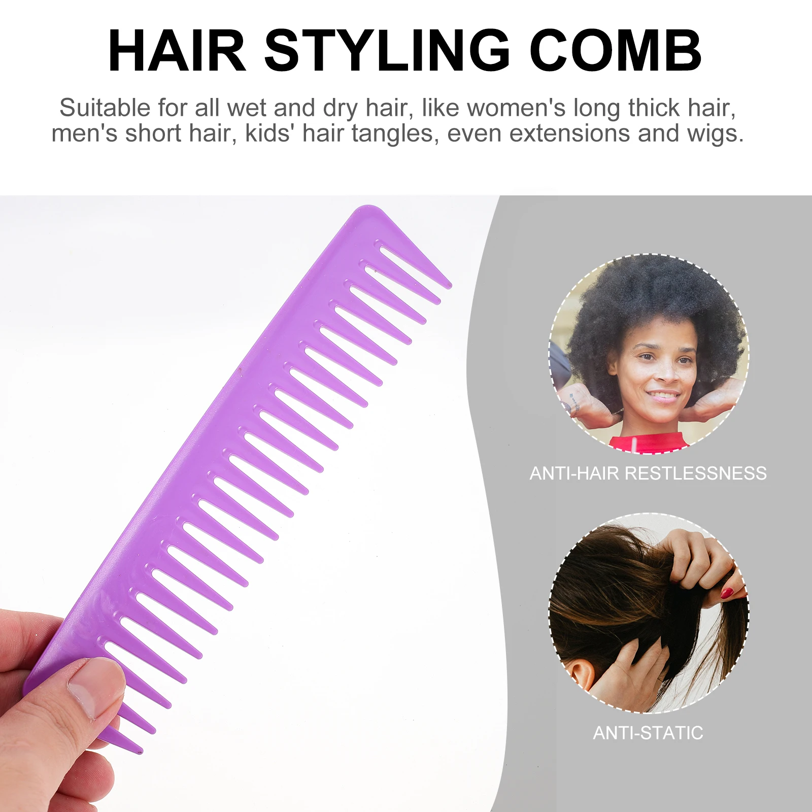 

5Pcs Wide Teeth Hair Comb Salon Hairdressing Brush Detangle Scalp Massage Tool Lightweight Durable Portable Hair Brush