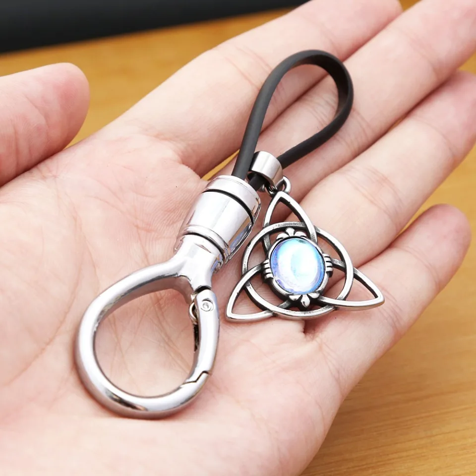 Nieuwe Mode Viking Drie-Eenheid Knopen Met Opaal Hanger Sleutelhanger 316l Roestvrij Staal Punk Mode Nordic Amulet Sieraden Dropshipping