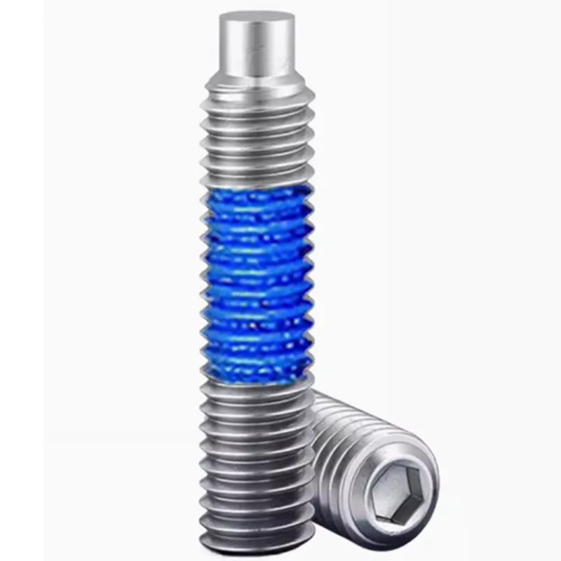 M3M4M5m6stainless steel 304 hex socket Convex end set screw anti-loose shockproof blue half glue grub screw 1160