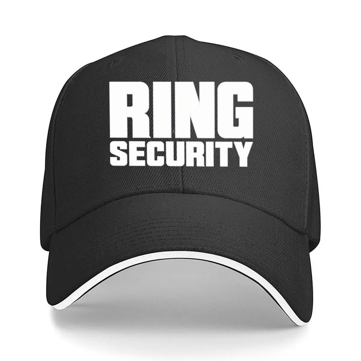 Bold Ring Security Text Layout Hip Hop hat Fashion Outdoor Sports Sandwich Baseball Cap