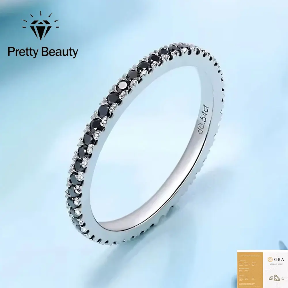 Pretty Beauty 925 Silver Black Moissanite Full Eternity Ring
