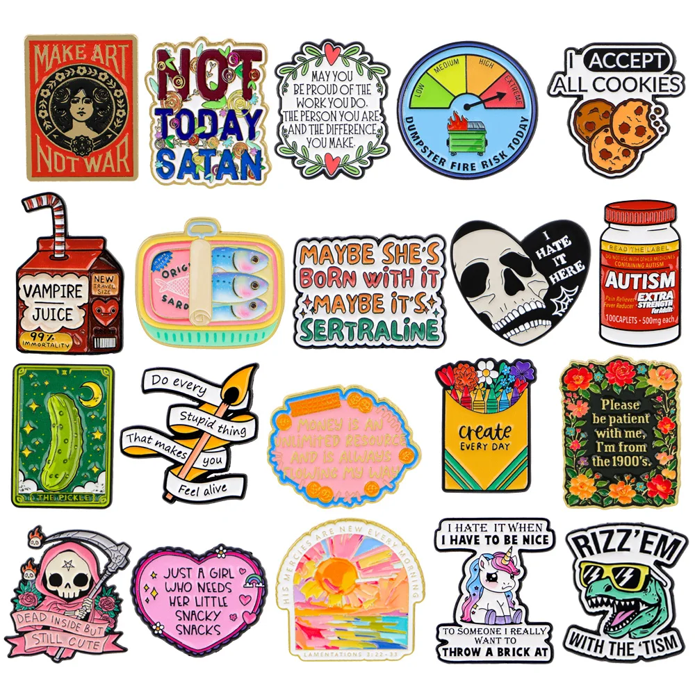 

I ACCEPT ALL COOKIES Quotes Enamel Pin Lapel Pins Badges on Backpack Cute Brooches for Clothes Jewelry Pins Accessories Gift
