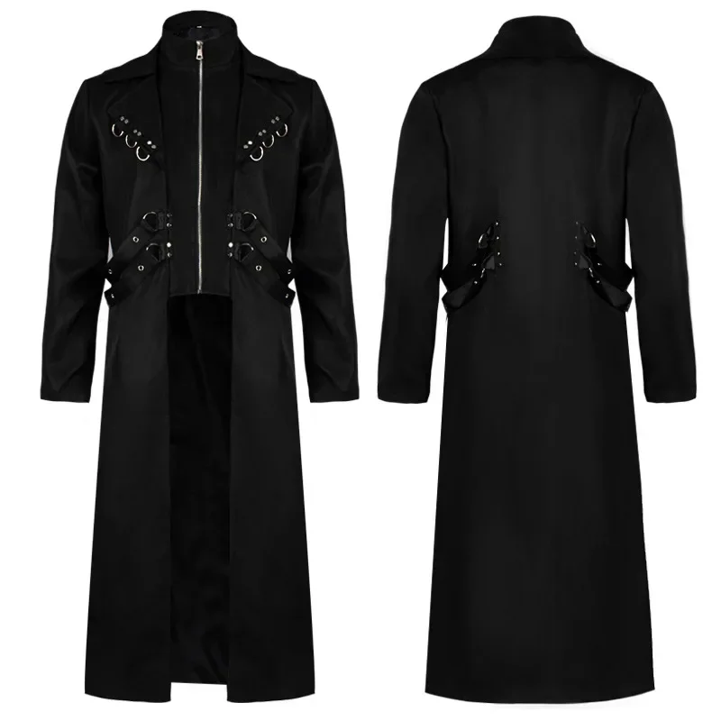 Halloween Man Mid-Century Renaissance Punk Retro Gothic Long Coat