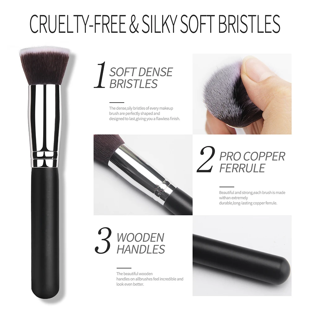 Single Large Flat Head Foundation Make-Up Brush, Portable Makeup Tool, Beauty Brush image 3