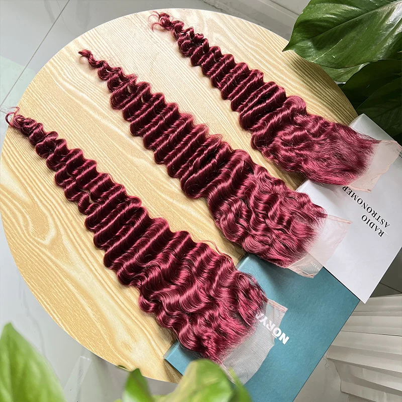 # 99J لون موجة عميقة 4x6 الدانتيل الشفاف إغلاق 100% شعر الإنسان تذوب الجلد قبل قطعها غير مرئية الدانتيل الشعر الخام الدانتيل السويسري #4