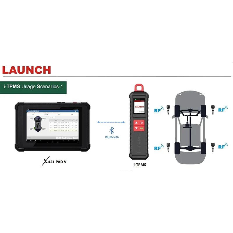 런치 X431 i-TPMS 타이어 압력 감지기, TSGUN 업그레이드, i-TPMS 앱으로 독립 작동 또는 런치 X431 V + 등과 작동 가능