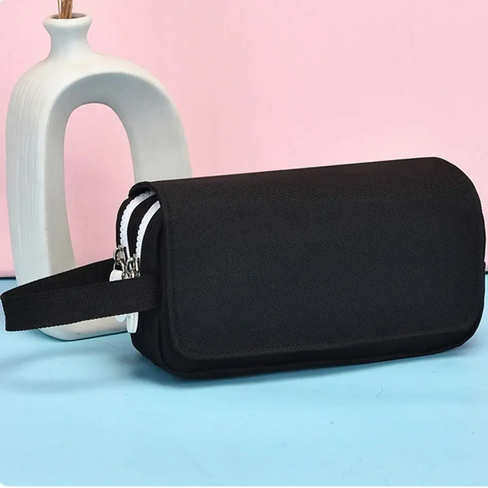 クラシック二層ポータブルペンポーチジッパー大容量鉛筆ケース耐久性のあるキャンバスペンバッグギフト