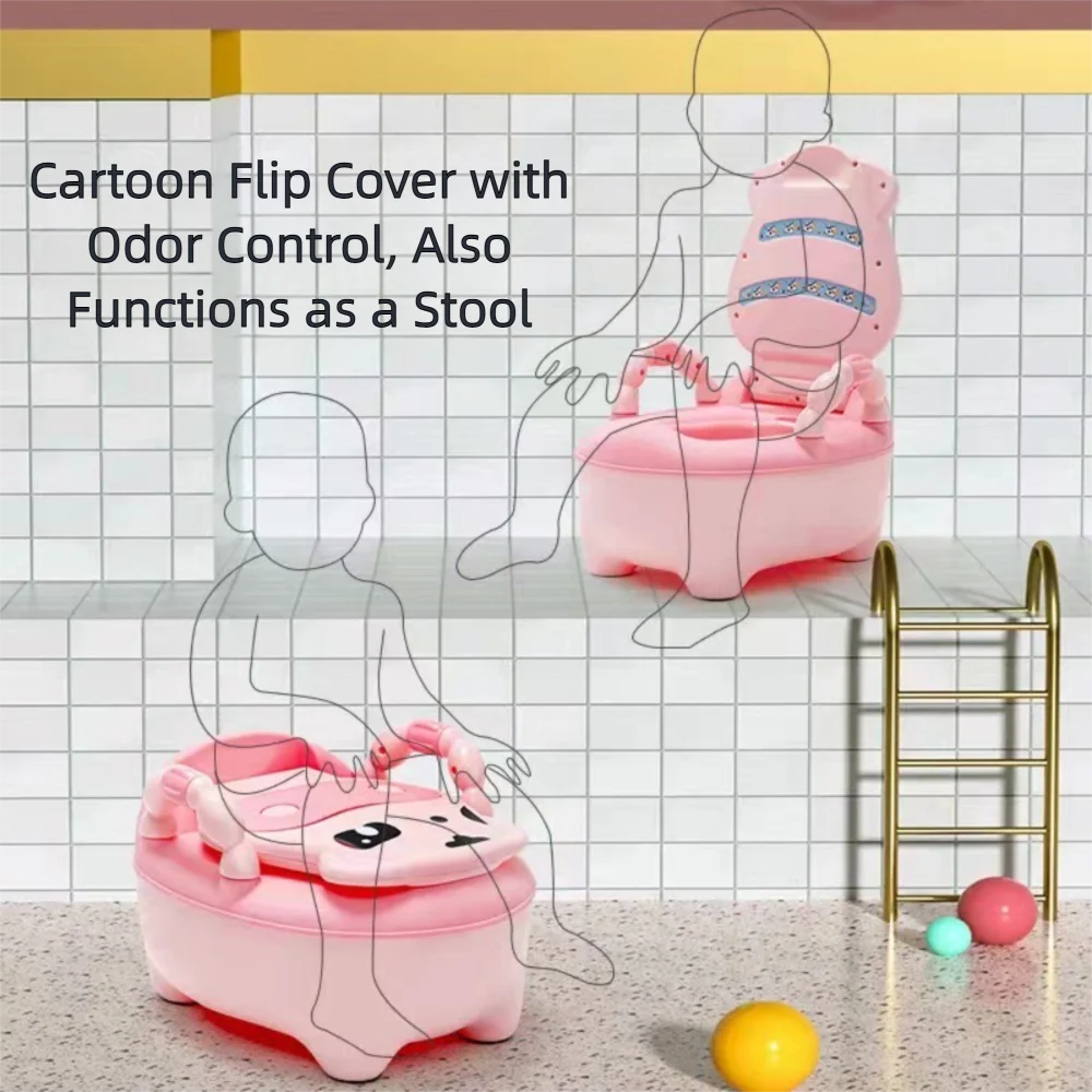 Potty Bayi Multifungsi Lucu dengan Sandaran Anti Selip Potty Khusus Anak Kartun Sapi Perah Urinal Bayi untuk Usia 1-6 Tahun
