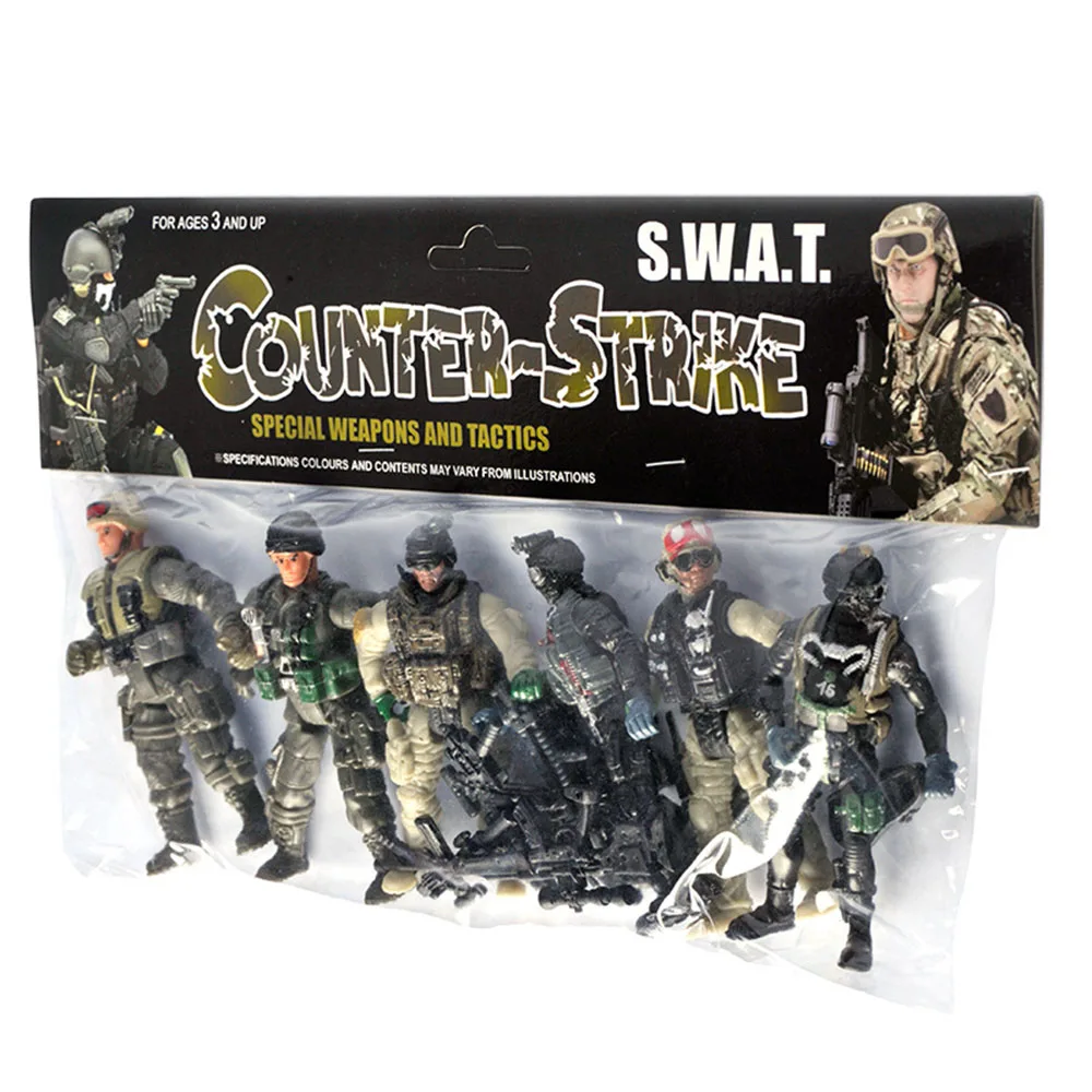6 Teile/satz SS05-2 PVC Mini Counter Strike SWAT Soldat Action-figuren 4 zoll 10 cm PVC Spielzeug Militär Puppen mit gewehr Zubehör