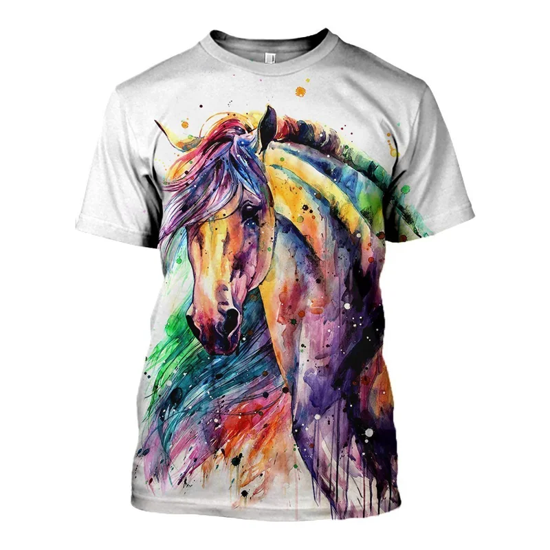 Riding Horse Lovers T-shirt Men's Sport Casual Graffiti 3D Print T Shirts Colorful Novel Cosplay Fashion Trendy 2025 New Tee Top