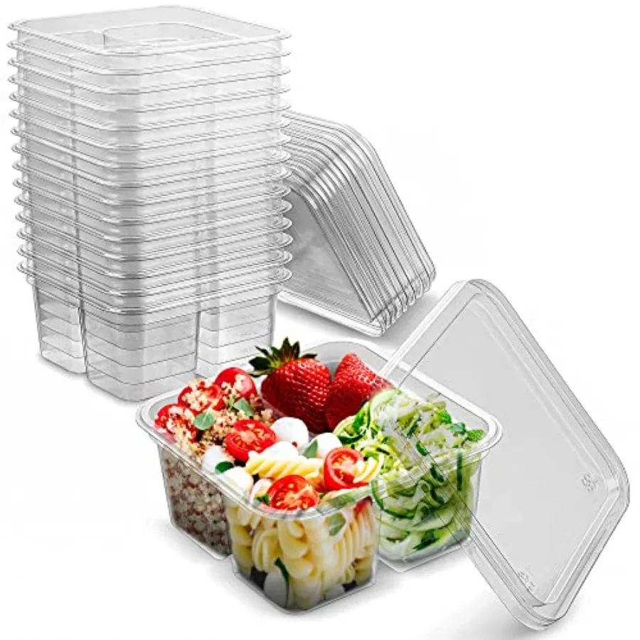 

Clear 4 Compartment Meal Prep - Disposable Divided Bento Bo Pack of - Made in the USA