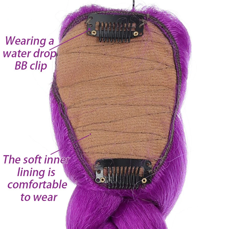 KPop Anime personnage Cosplay perruque violette pour enfants filles Anime Costume coiffure 26 pouces longue queue de cheval perruque avec Clips