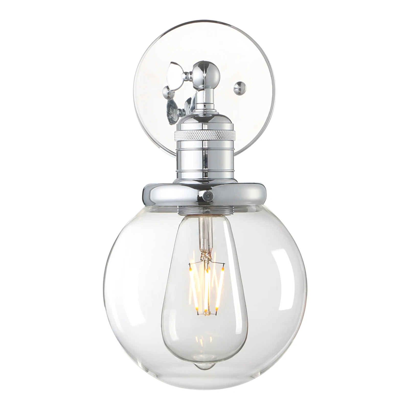 Imagem -02 - Phanthy-vintage Industrial Wall Sconce Luminária 59 Round Clear Glass Globe Mão Soprada Sombra