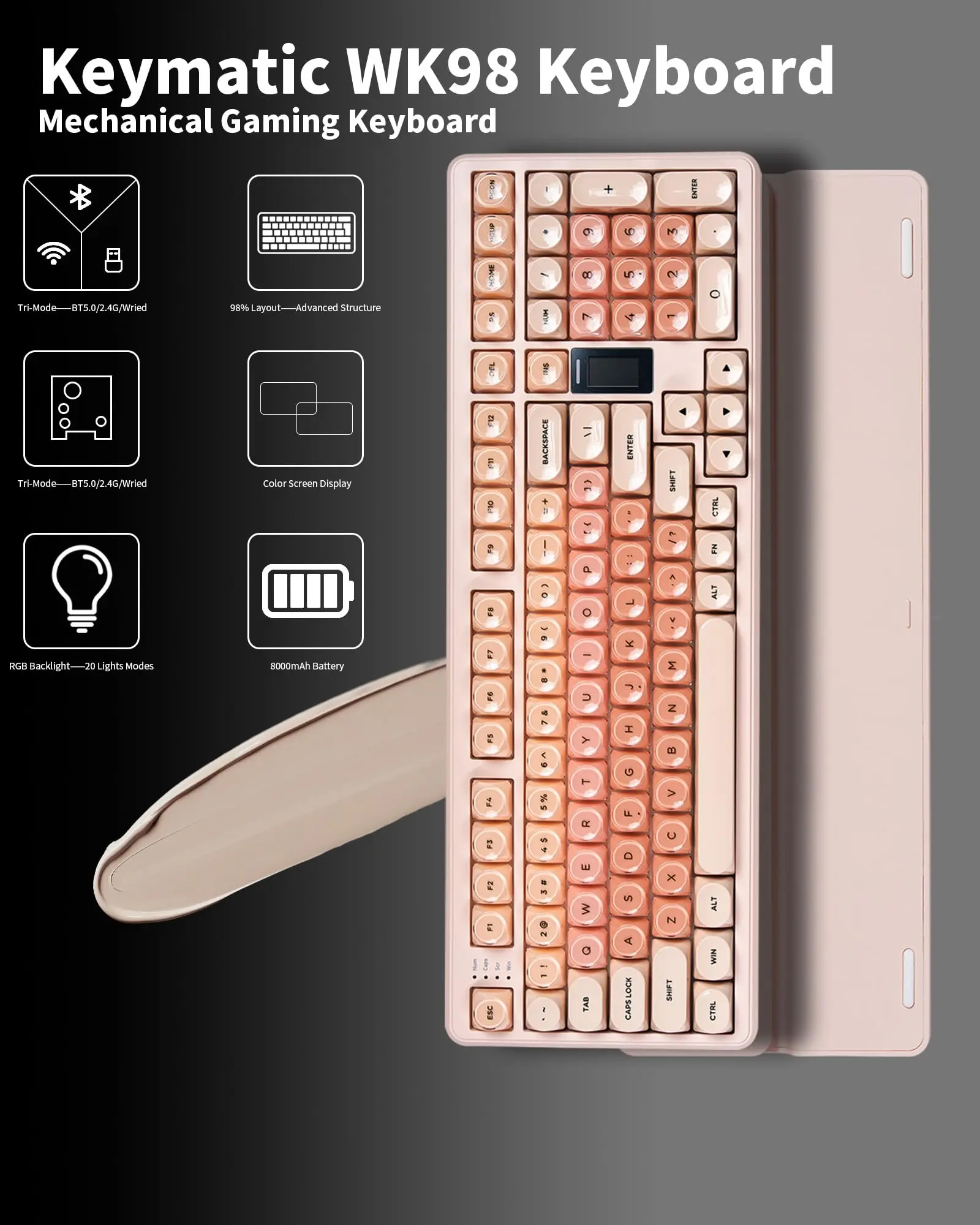 Womier WK98 Wireless Mechanical Gaming Keyboard Tri-mode Hot Swappable RGB