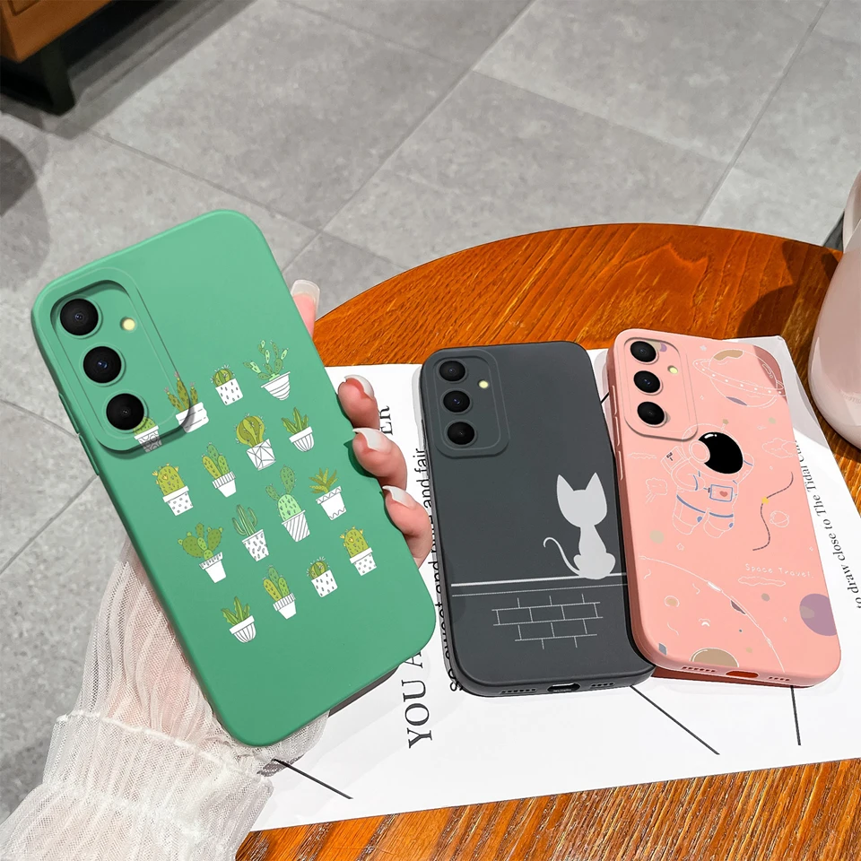 For Samsung Galaxy A55 Cases Lovely Cat Liquid Silicone Durable Fashion Simplicity Back Cover For Samsung A55 A 55 Coque Funda image 2