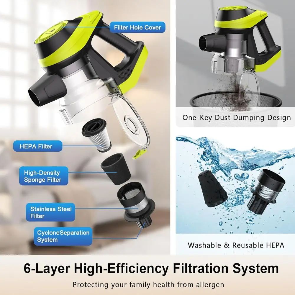 مكنسة سلكية بطول 23 قدمًا مع أوضاع مزدوجة، أنبوب قابل للتعديل 19-30، شفط قوي للأرضيات والسجاد وشعر الحيوانات الأليفة وتخزين مثبت على الحائط #6