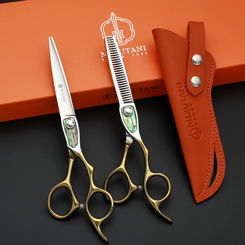 

MIZUTANI professional hairdressing scissors thinning shears 6.0-7 inch barber scissors 440C steel Hair cutting machine