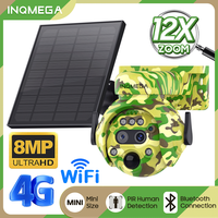 INQMEGA 8MP 4K 4G / WIFI Solar Camera with SIM Card Solar Powered Camera Solar Panel  Security PIR Human Detection Cam