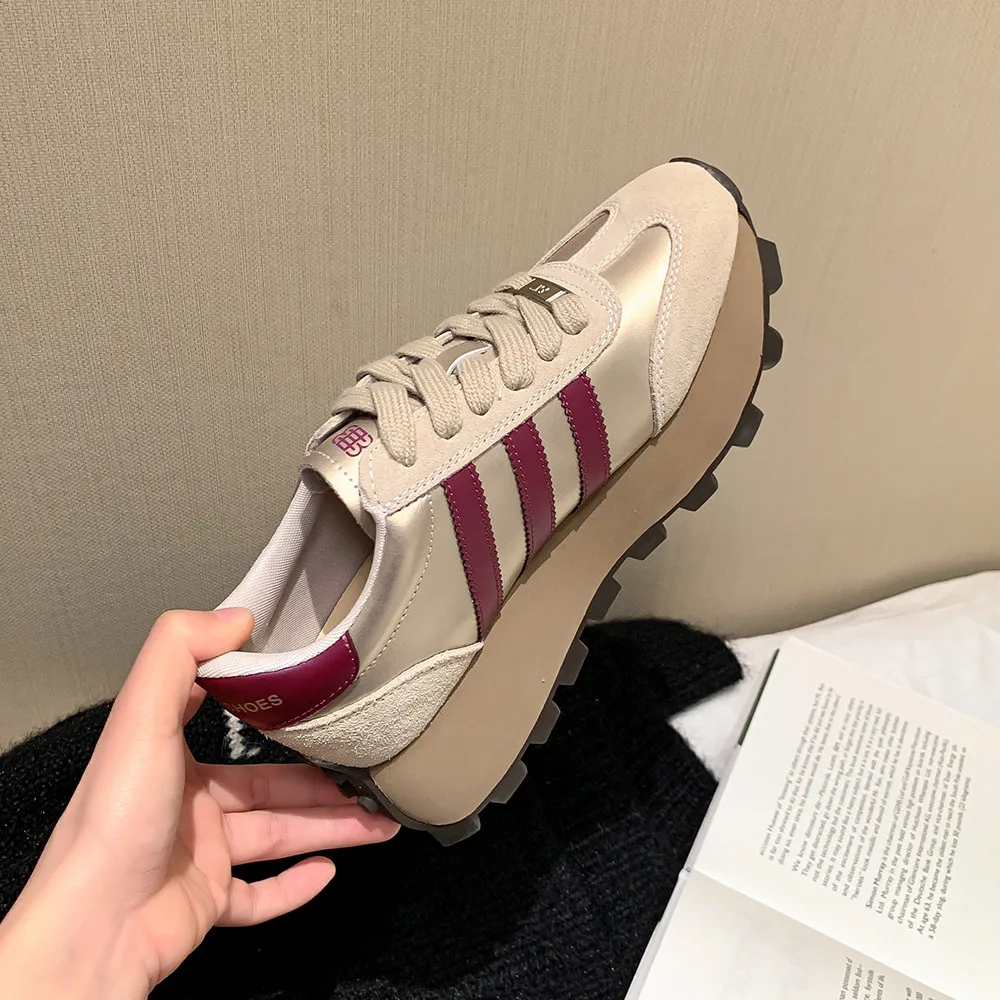 MILI-MIYA New Arrival Classic Slope Heel Thick Sole Non-Slip Round Head Women Cow Suede Sneakers Mixed Color Handmade For Ladies