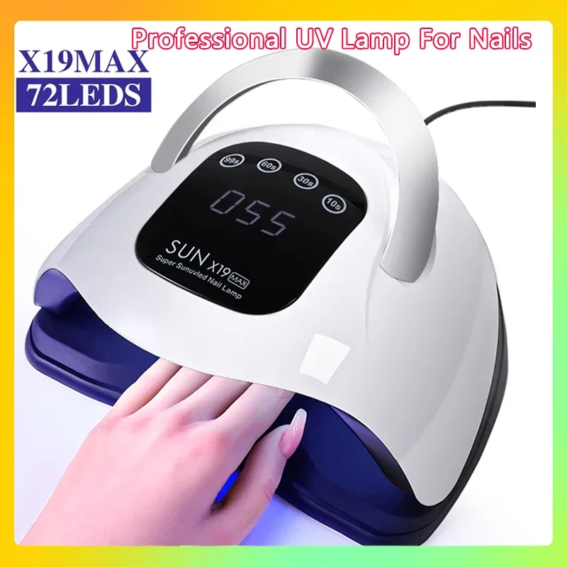 

72LED УФ-лампа для дизайна ногтей Профессиональная мощная сушилка для ногтей с датчиком Быстроотверждаемая лампа для сушки гель-лака для маникюрного салона