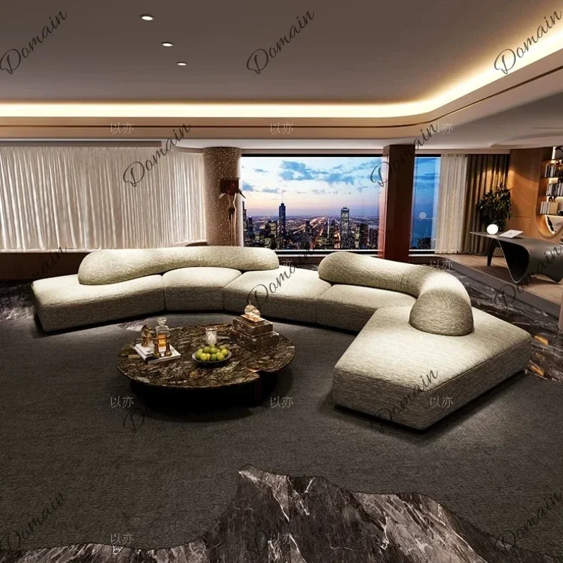46XX Luxury Fabric Double Sided Module Special Shaped Sofa Italian Minimalist Living Room Italian Lazy Sofas And Seating Furnitu