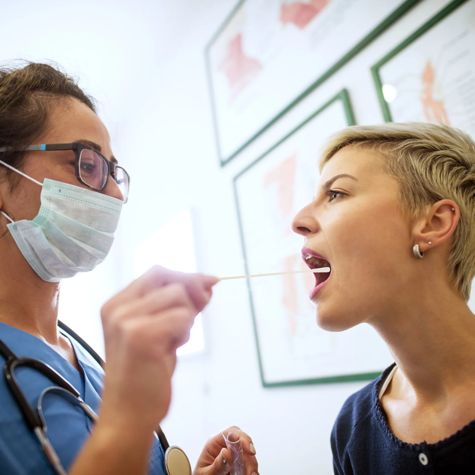 Cotonete De Amostragem Oral De Plástico Portátil, Hospital Garganta Cotonetes Acessório, 50 Conjuntos