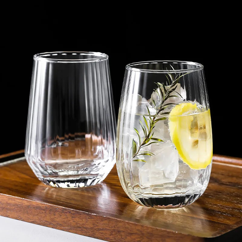 

Большая круглая стеклянная чашка с вертикальными полосками, креативная домашняя чашка для питьевой воды, вина