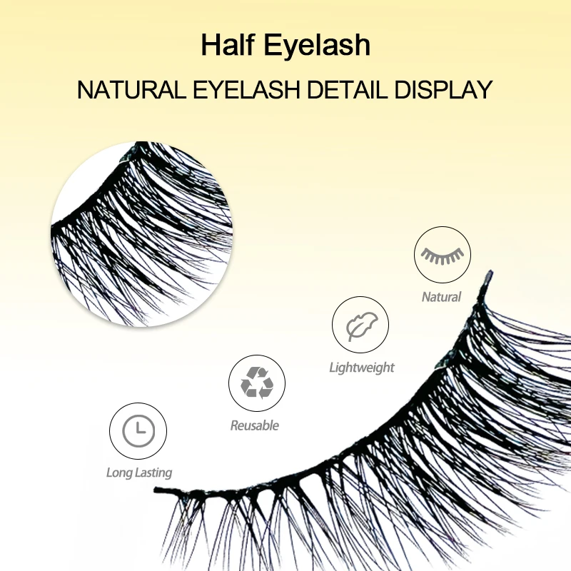 10-halbe Wimpern, weiche, natürliche Katzenaugen-Wimpern, Make-up-Werkzeug, Verlängerung, flauschige künstliche Wimpern, halbe Wimpern