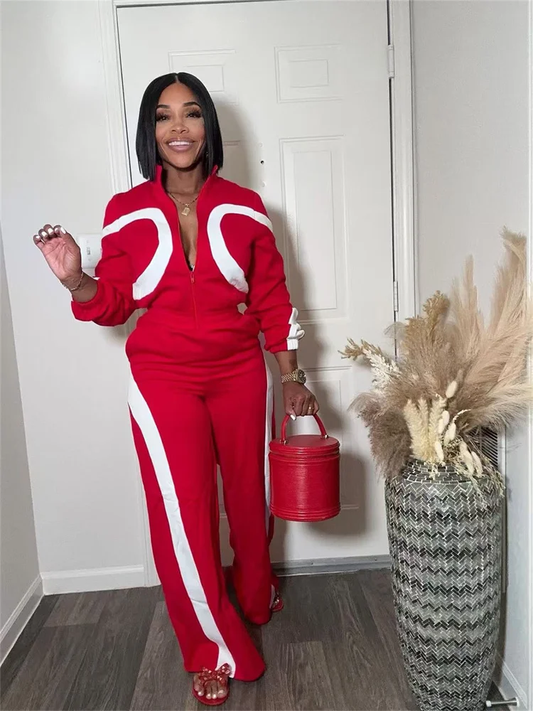 

Weird Puss Patchwork Jumpsuit Women Casual Sporty Zip Full Sleeve Folds Sporty Simple Fall Trend Casual Classic Street Overalls