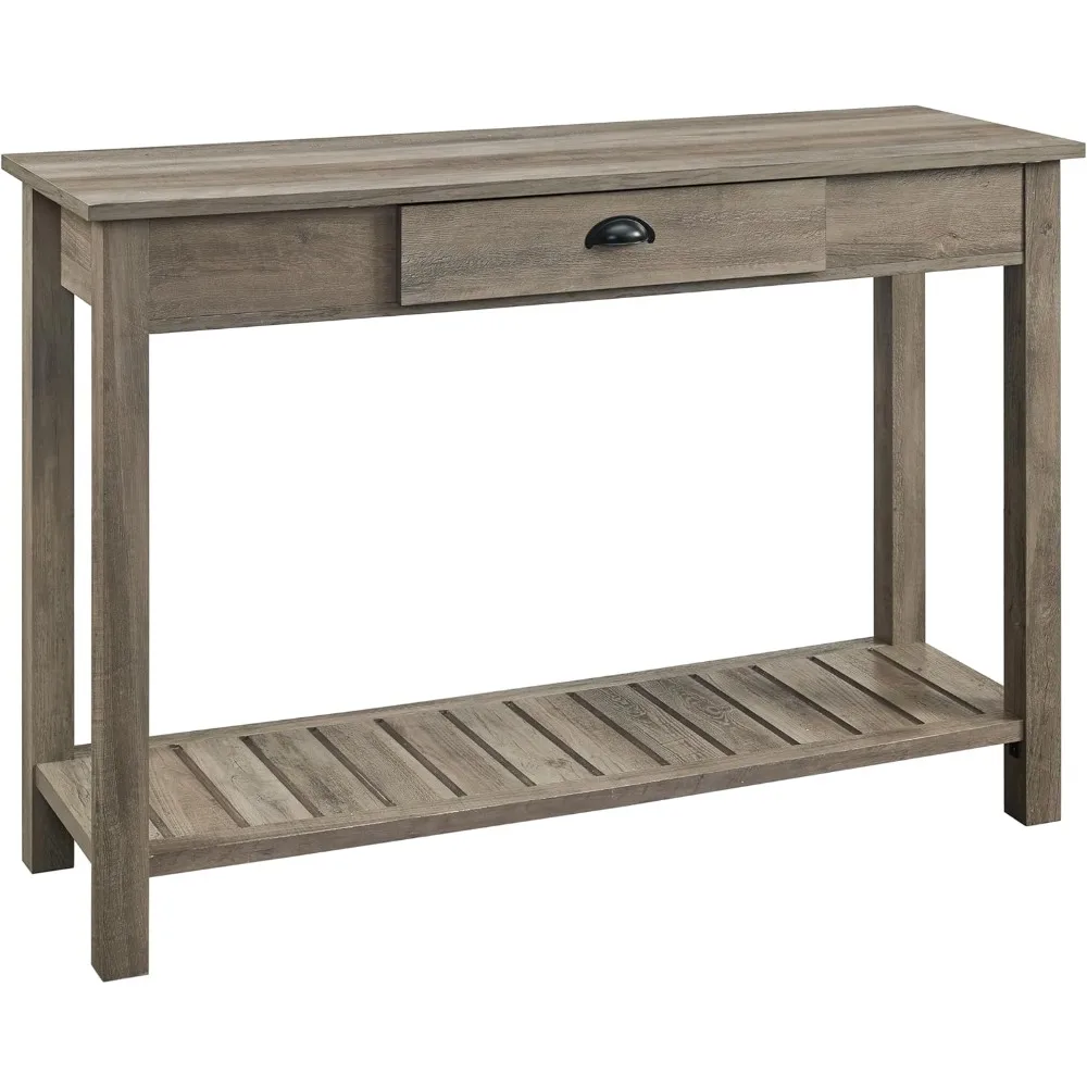 

Rustic Wood Farmhouse Entryway Accent Table with Storage Drawer Entry Table Living Room End Table, 32" H x 48" L x 16" W