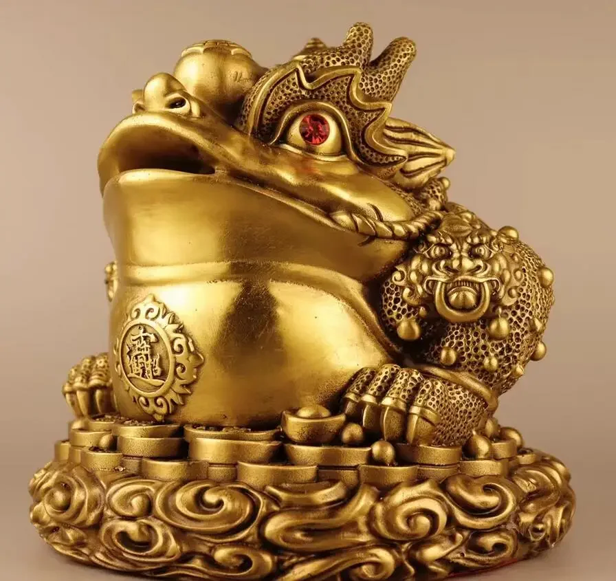 Metal Xiangyun Double Cornered Ruyi Golden Toad Decoration Decoration Home Office Cultural and Creative Decoration