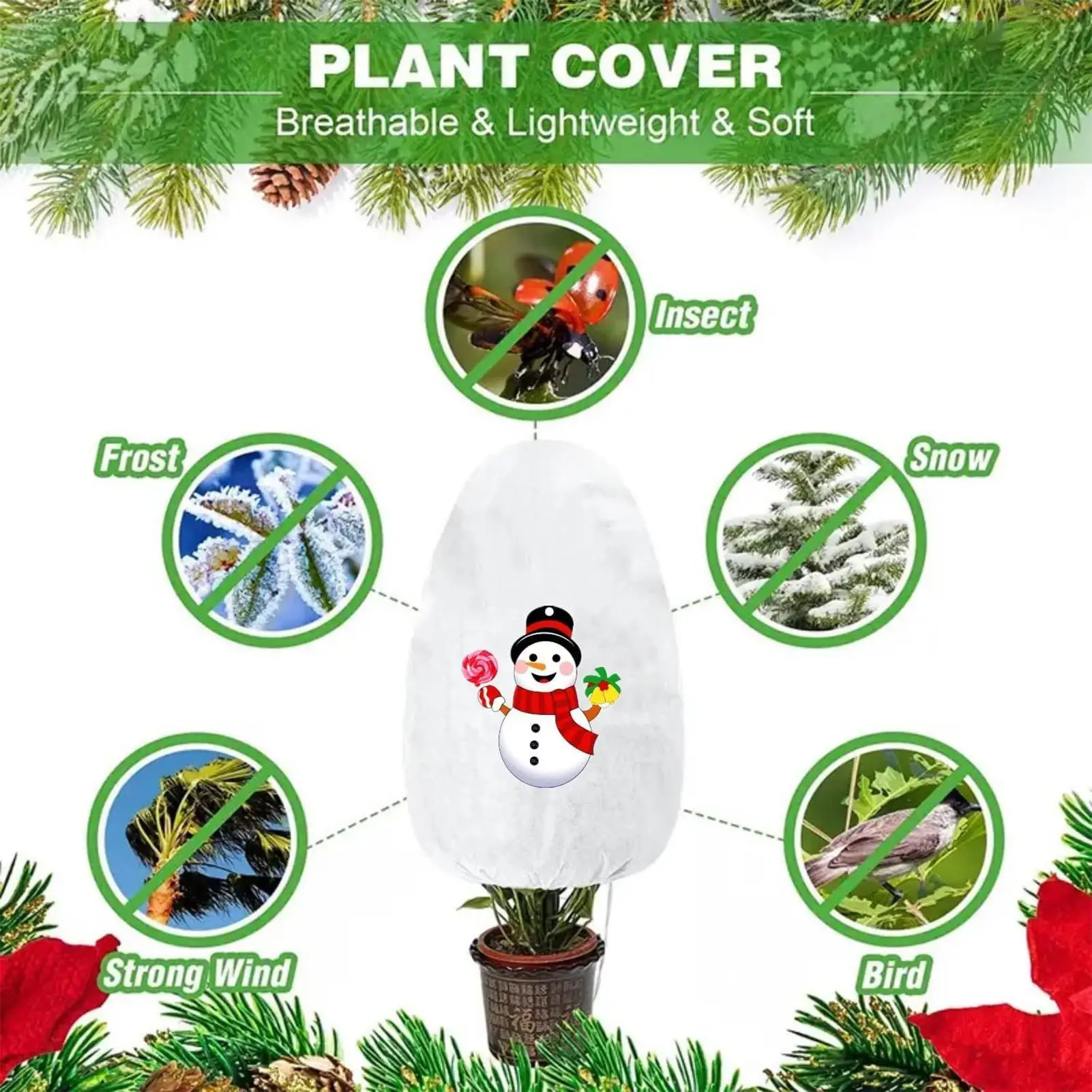 

Frost Blankets For Outdoor Plants Christmas Theme Cold Weather Plant Covers Outdoor With Zipper Drawstring Buckle Breathable