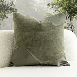 Green Pillows Suede Patchwork Cushion Case Modern Decorative Pillow Cover For Sofa 45x45 Living Room Home Decorations