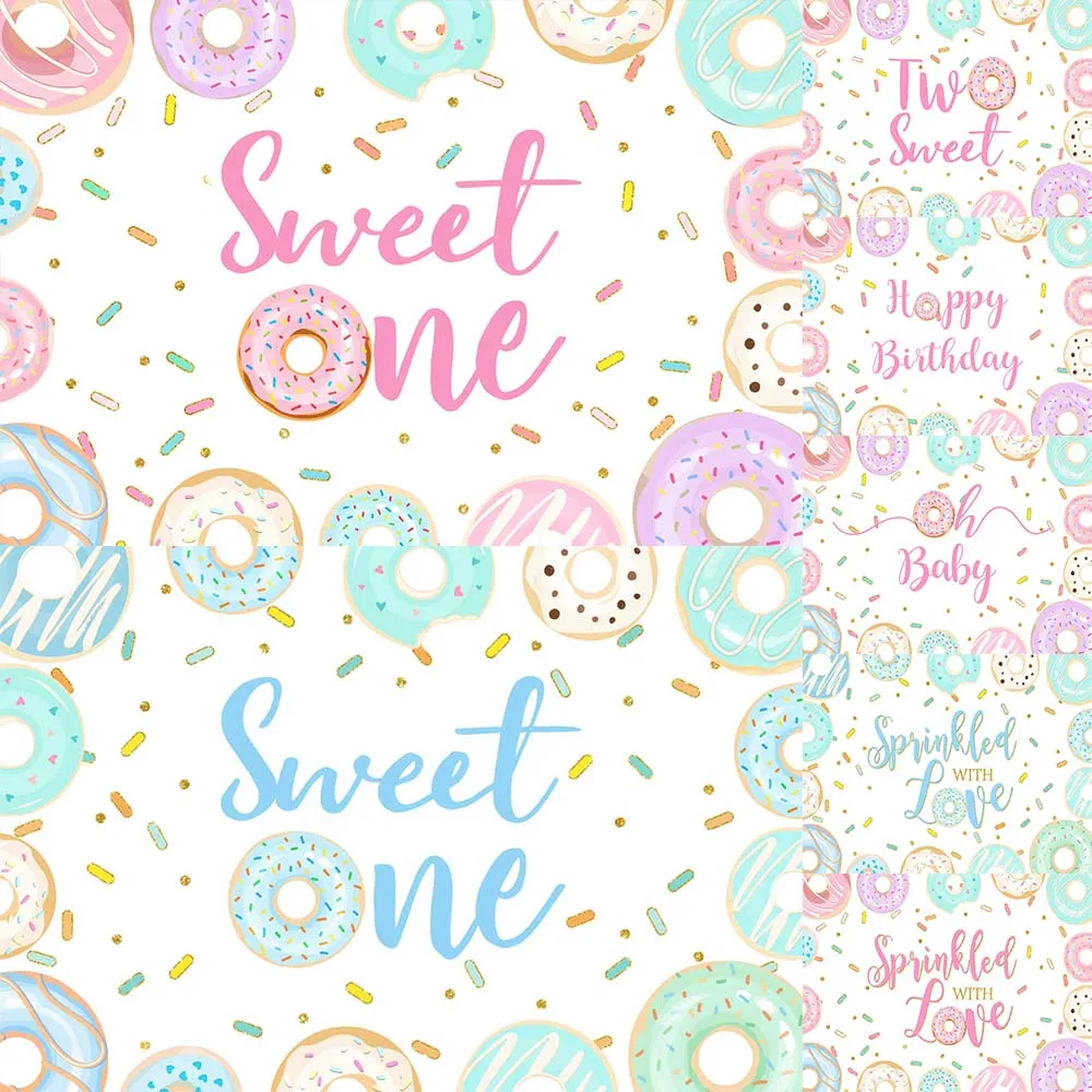 

Mocsicka Sweet One Photo Background for Baby 1st Birthday Party Decor Donut Baby Shower Backdrop Custom Studio Photography Props