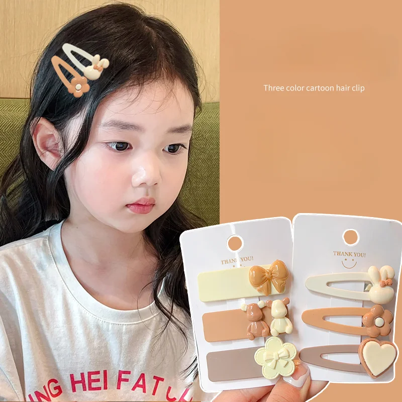 3 Pcs/Set New Baby Girls Cute Cartoon Headwear Hair Clips Kids Lovely Barrett Hairpins Children Sweet Acrylic Hair Accessories