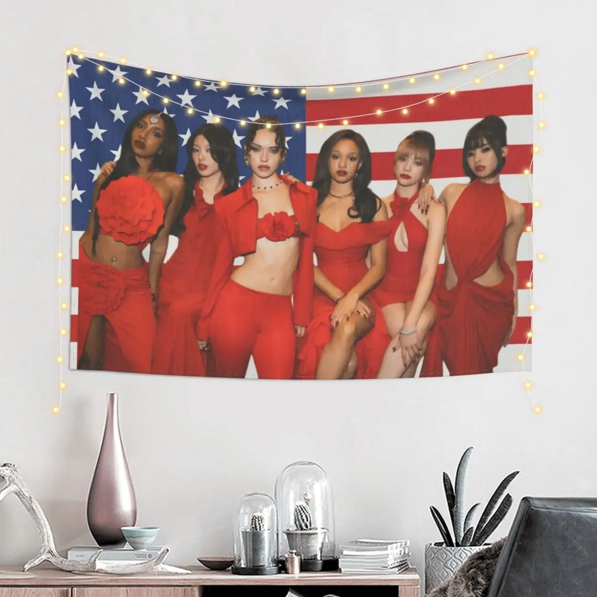 كاتسي العلم Kpop غابرييلا المشارك نسيج صورة معلقة المفروشات غرفة نوم غرفة المعيشة المنزل خلفية القماش الجدار الديكور