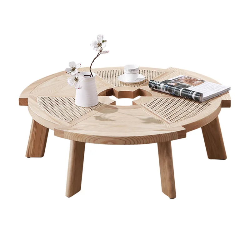 

Simple rattan round coffee table