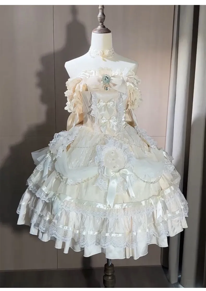 فستان جديد أنيق ورائع على طراز الأميرة لوليتا لعام 2025 لحفلات الزفاف وأعياد الميلاد وحفلات السهرة فستان فتاة حلوة يوميًا