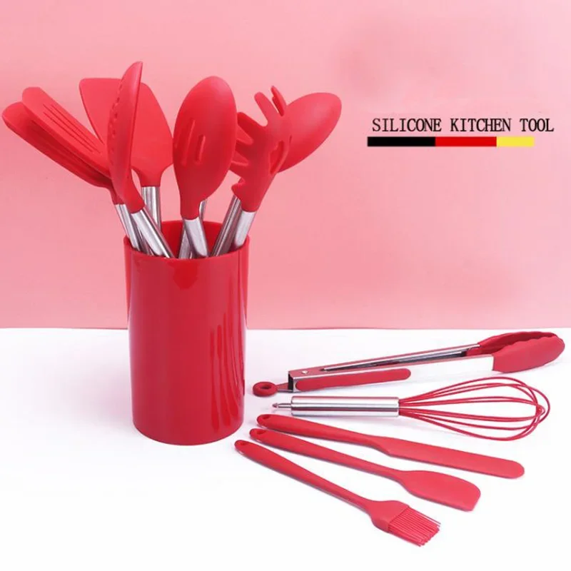 14 pcs/set Silicone Kitchenware Cooking Utensils Set Heat Resistant Kitchen Non-Stick Silica Gel Baking Tools Pan Shovel Spoon