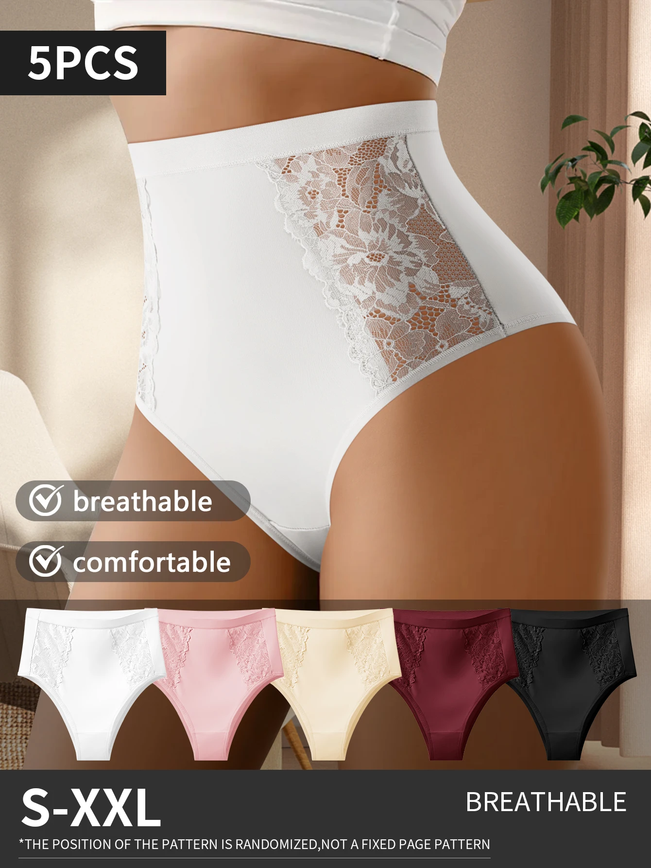 

Женские кружевные трусы-боксеры из 5 шт., мягкие дышащие трусы со средней посадкой, удобная посадка, женский эластичный дизайн, идеально подходит для вечеринок с датой