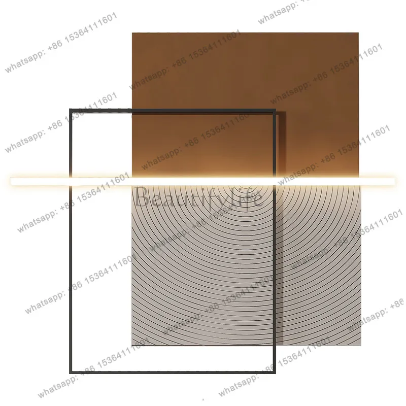 Modern simple living room background wall decoration painting wrought iron metal luminous pendant