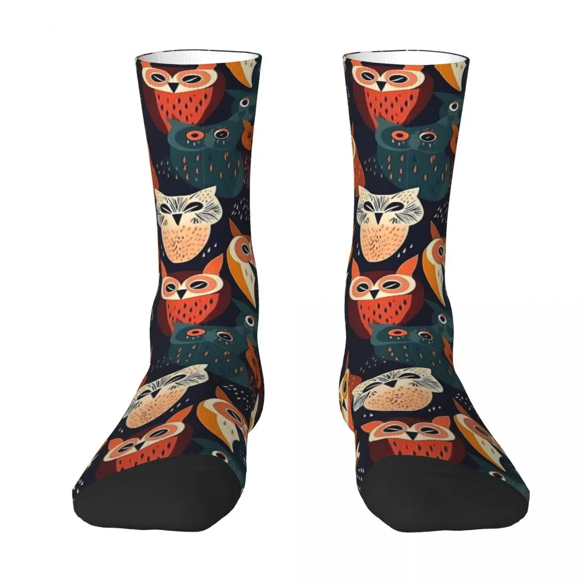 Artsy Bold Owl Stockings Men's Animal Print Socks Comfortable Leisure Socks Autumn Running Anti Skid Socks Birthday Present