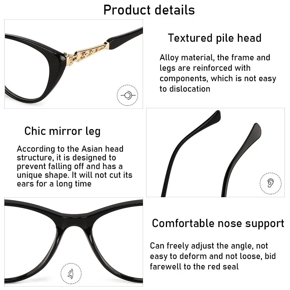 Transparent Color Vision Care Diopter +1.0~+4.0 HD Gradient Presbyopic Eyeglasses Cat Eye Reading Glasses Hyperopia Glasses