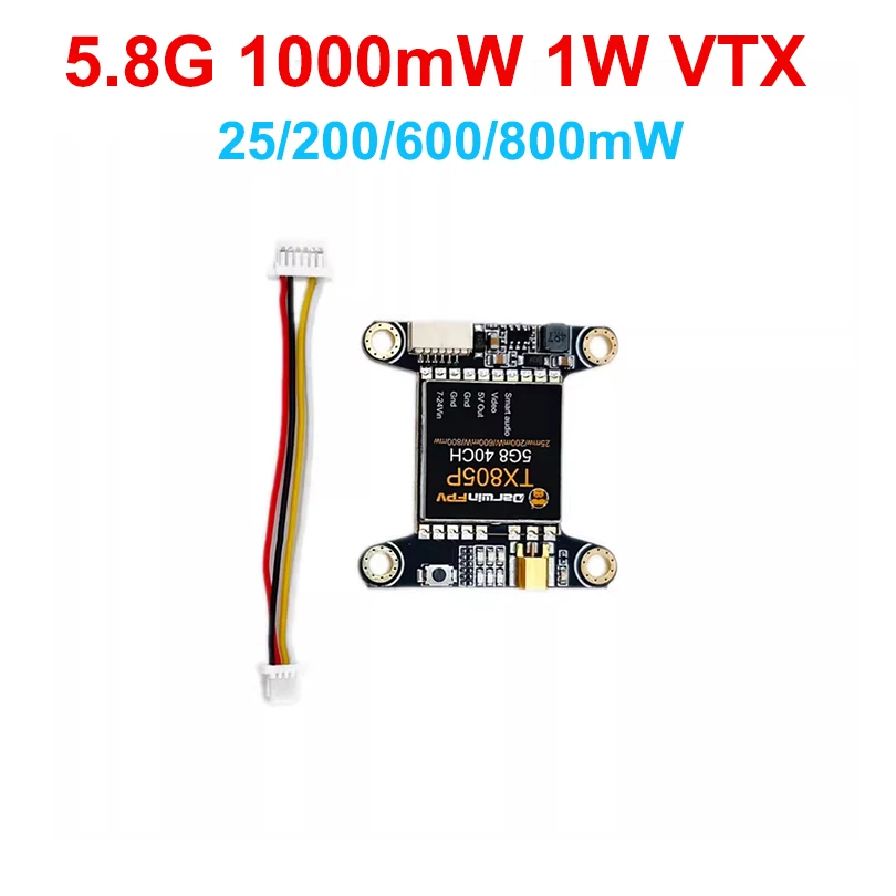 

DarwinFPV 5.8G 40CH 25/200/600/800mW 1W Adjustable TX805P VTX For DarwinFPV Darwin129 7Inch FPV Drone 30.5*30.5mm
