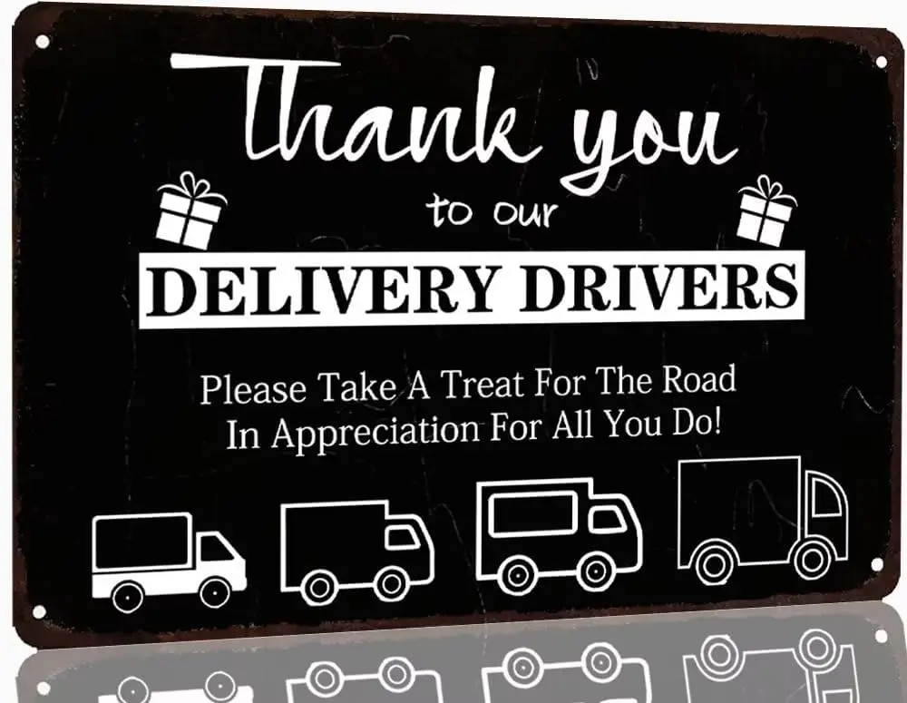 Vintage Thank You Delivery Driver Metal Sign,Funny Delivery Drivers Gift Tin Sign Home Decor for Home Front Door Farmhouse Resta