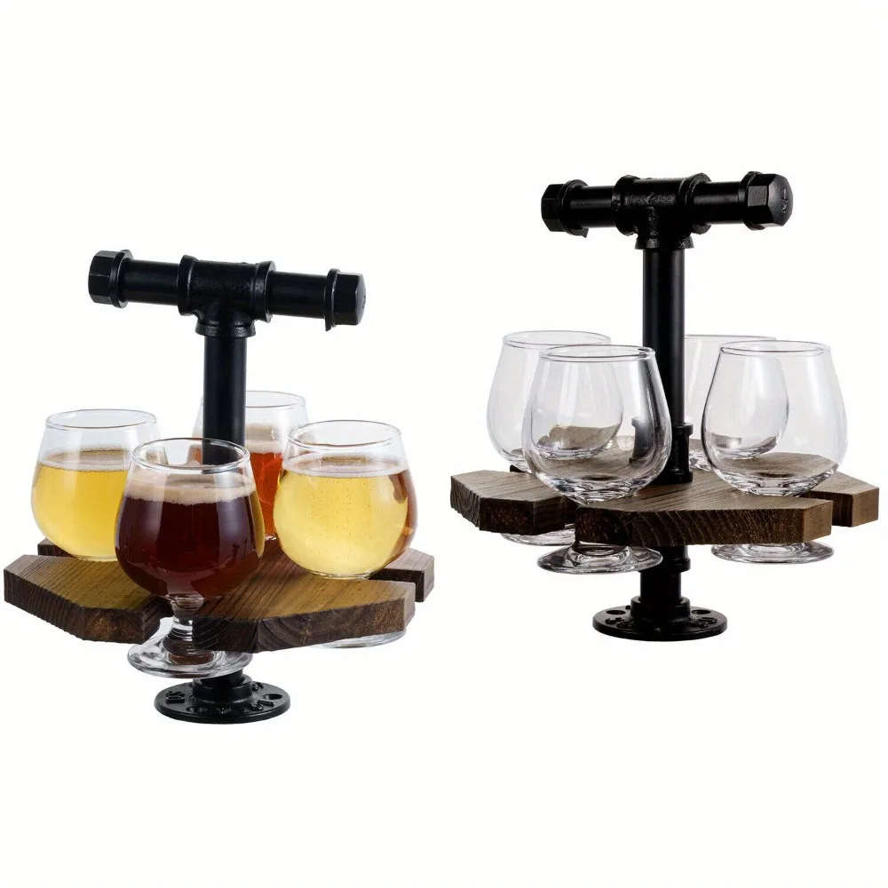 

Black Metal Serving Beer Whiskey Flight Set Tray, Set of 2