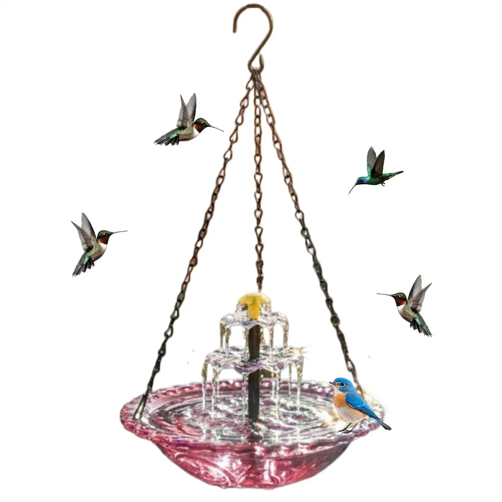 

Outdoor Solar Bird Bath Patio Decor Hummingbird Bathing Bowl for Patio Backyard Birders Front Yard Balcony Deck Courtyard Park