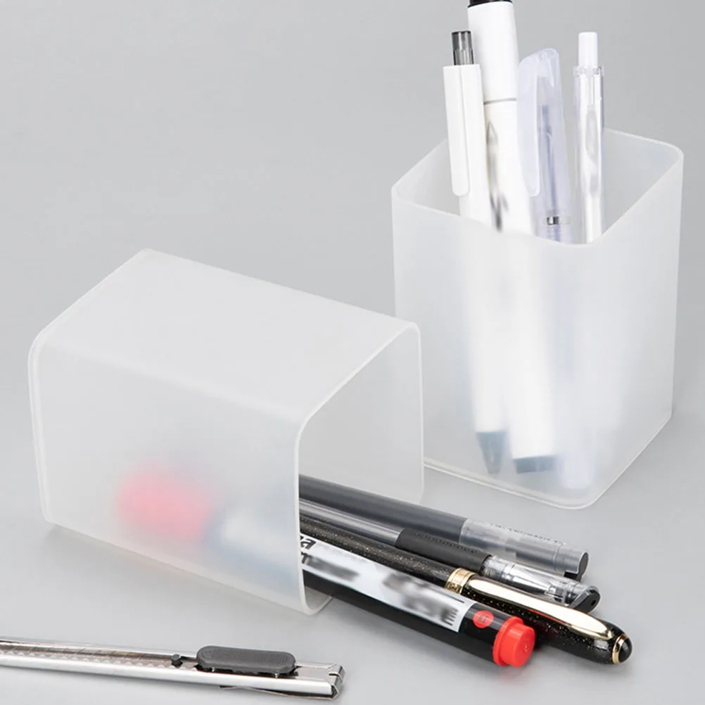

1Set Plastic Pen Holder Transparent Square Multi-Function Pen Organizer Office Study Stationery Container