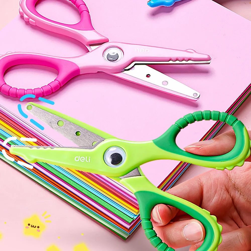 Deli 6071 Cartoon Scissors Tijeras Para Manualidades Crocodile Cute Kawaii Portable Art Handmade Scissors Safety Anti Cutting