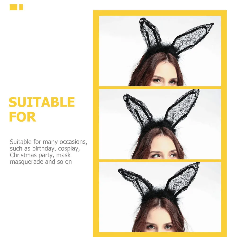 

1 шт., кружевная повязка на голову с кроличьими ушками, креативный обруч для волос для вечеринки, нежный головной убор с животными для косплея, детский праздничный костюм на день рождения, Хэллоуин